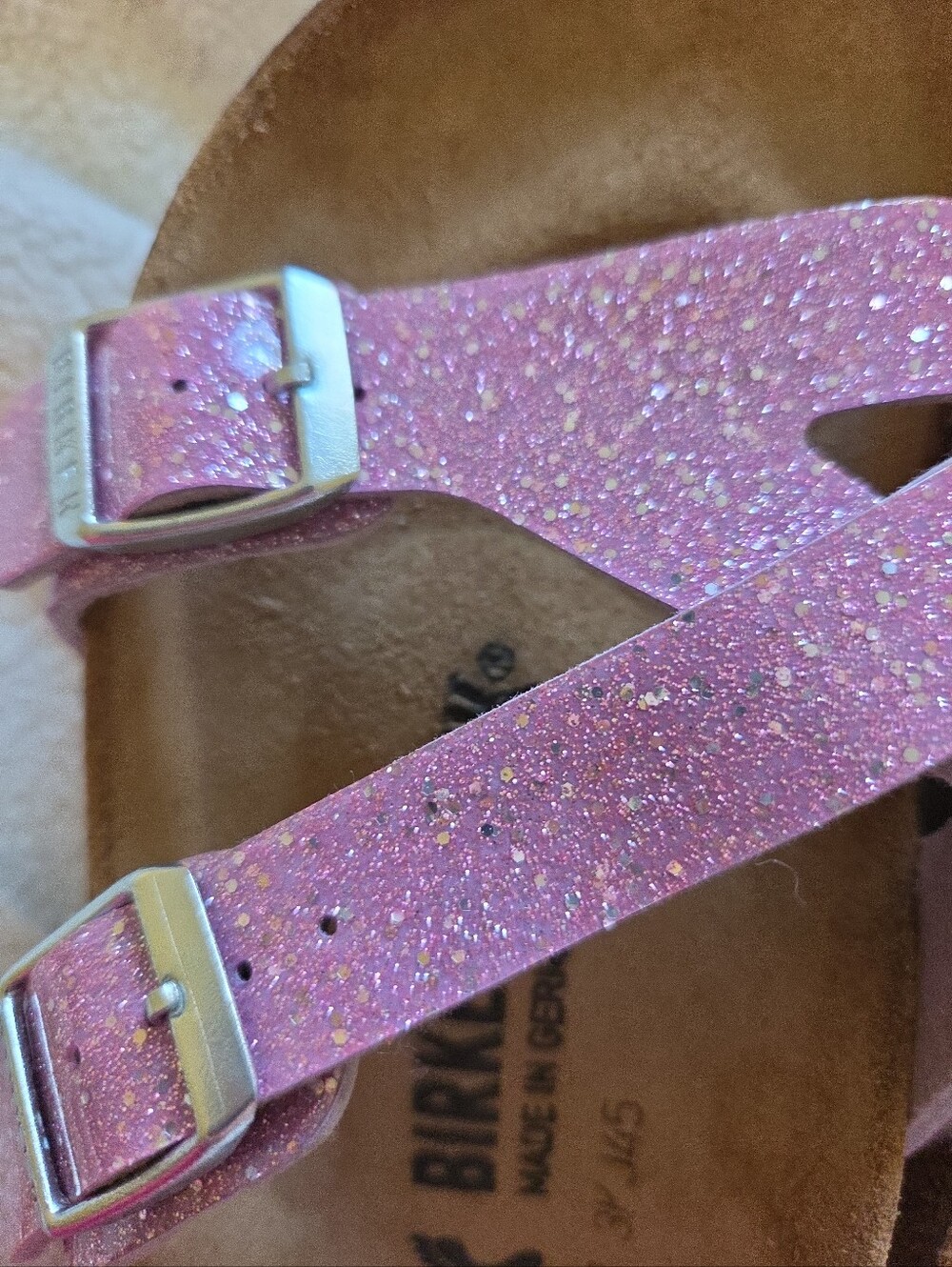 Birkenstock Mayari Pink Glitter Sparkle Sandals Size 38 EUC Worn Once - Picture 5 of 5
